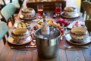 The table of Khash with "Armenia Vodka"